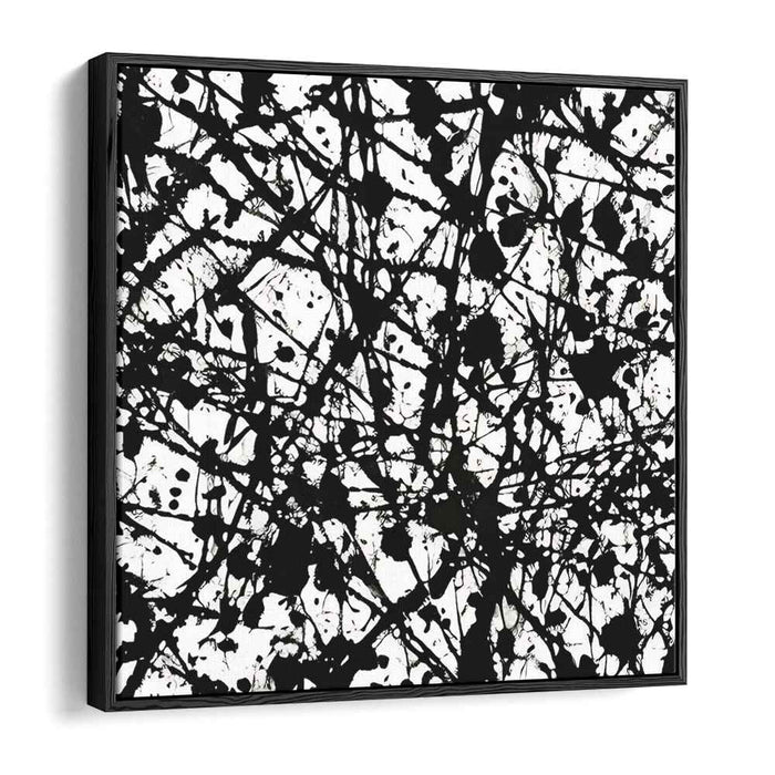 Ink Melancholy Symphony: Abstract Expressionist Black and White Canvas Art Print
