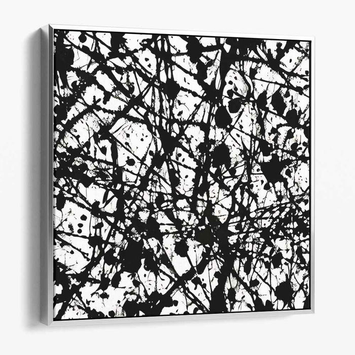 Ink Melancholy Symphony: Abstract Expressionist Black and White Canvas Art Print