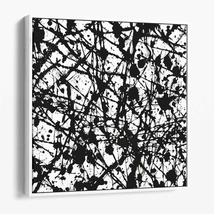 Ink Melancholy Symphony: Abstract Expressionist Black and White Canvas Art Print