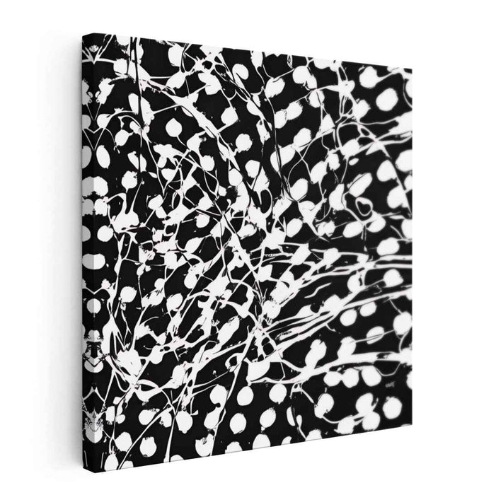 Monochromatic Chaos: Abstract Black and White Expressionist Canvas Art Print