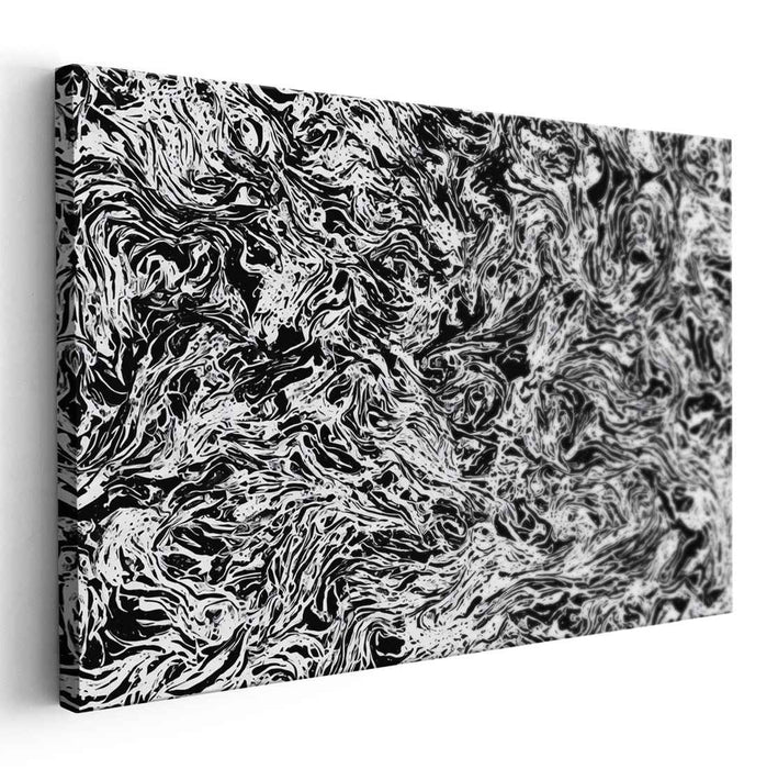 Mesmeric Swirls: Black and White Abstract Canvas Art Print