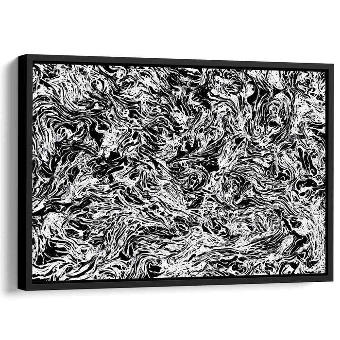 Mesmeric Swirls: Black and White Abstract Canvas Art Print