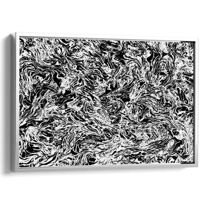 Mesmeric Swirls: Black and White Abstract Canvas Art Print