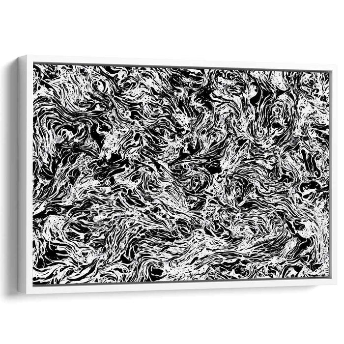 Mesmeric Swirls: Black and White Abstract Canvas Art Print