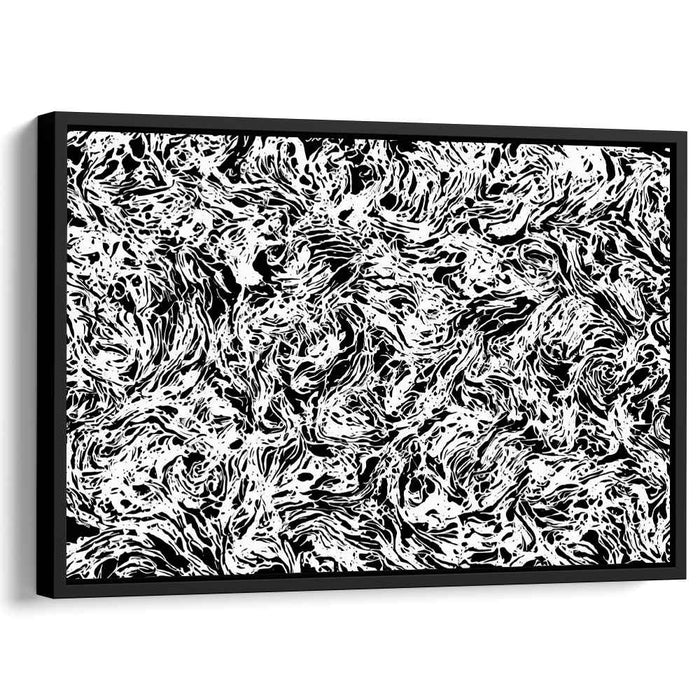 Ethereal Ink Fusion: Abstract Expressionist Black and White Canvas Art Print