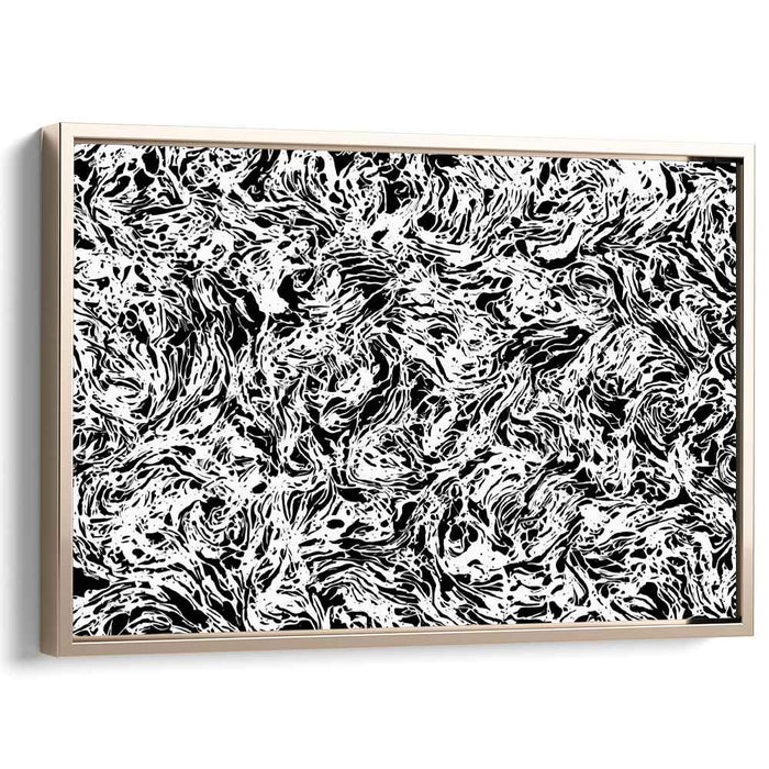 Ethereal Ink Fusion: Abstract Expressionist Black and White Canvas Art Print