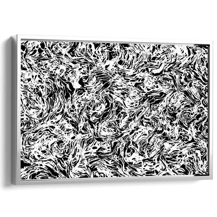 Ethereal Ink Fusion: Abstract Expressionist Black and White Canvas Art Print