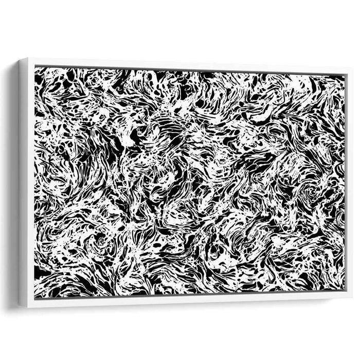 Ethereal Ink Fusion: Abstract Expressionist Black and White Canvas Art Print
