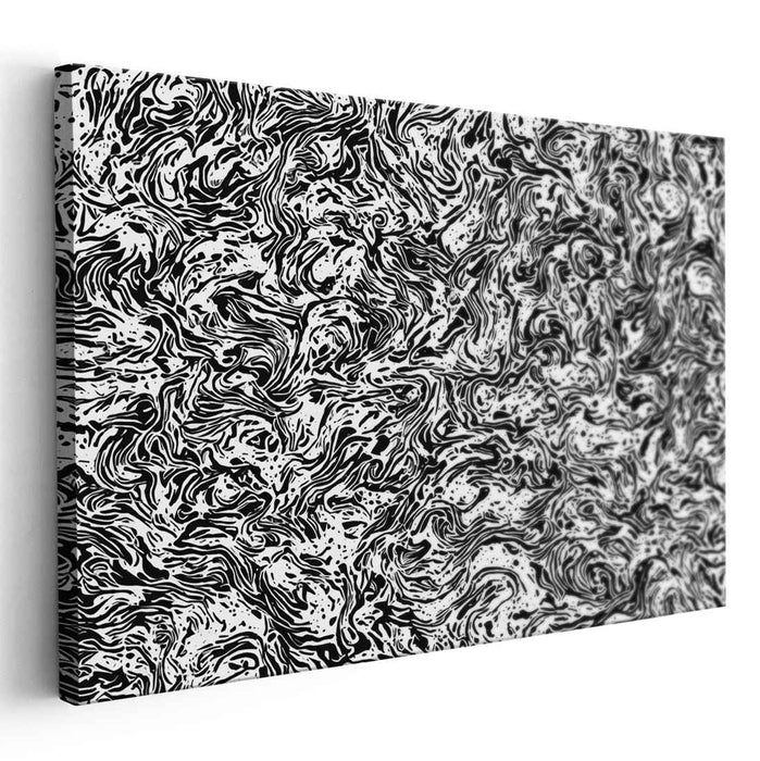 Ink Duality: Black and White Abstract Expressionist Canvas Art