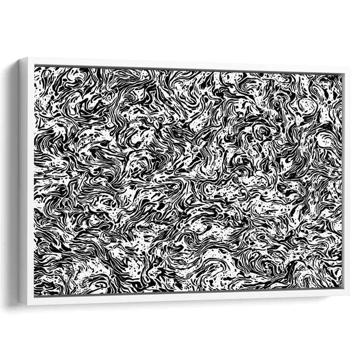 Ink Duality: Black and White Abstract Expressionist Canvas Art