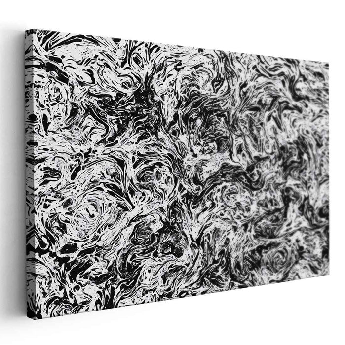 Ink Illusions: Abstract Black and White Canvas Art Print