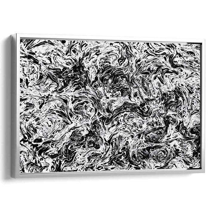 Ink Illusions: Abstract Black and White Canvas Art Print