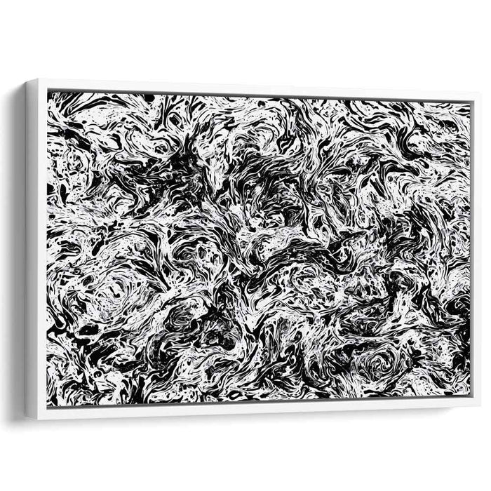 Ink Illusions: Abstract Black and White Canvas Art Print