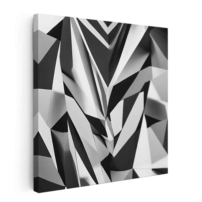 Fragmented Shades Unite: Monochromatic Cubist Canvas Art Print