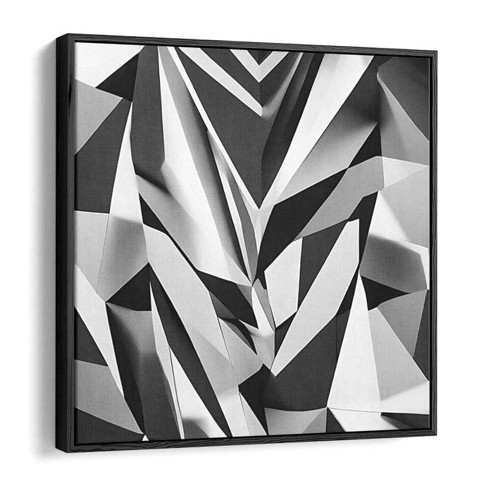 Fragmented Shades Unite: Monochromatic Cubist Canvas Art Print