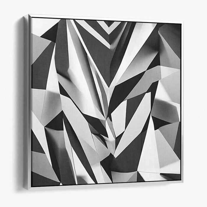 Fragmented Shades Unite: Monochromatic Cubist Canvas Art Print