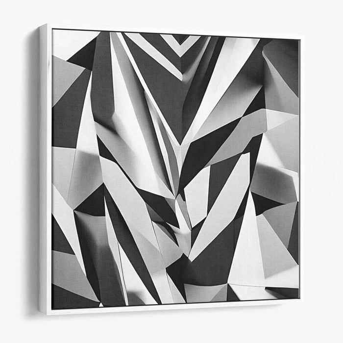 Fragmented Shades Unite: Monochromatic Cubist Canvas Art Print