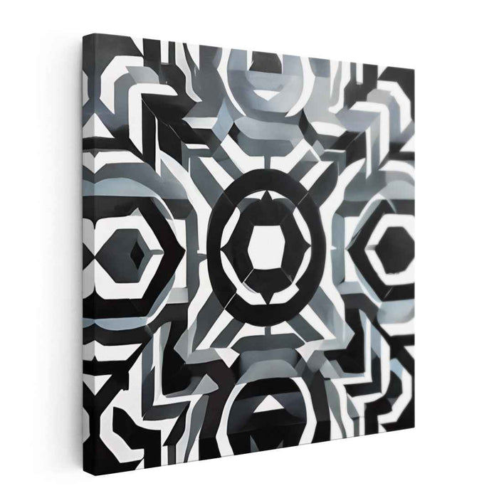 Monochromatic Structure: Geometric Abstraction in Black and White Canvas Art