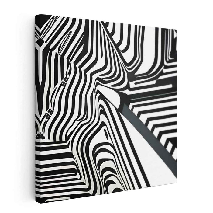 Hypnotic Stripes: Black and White Op Art Canvas