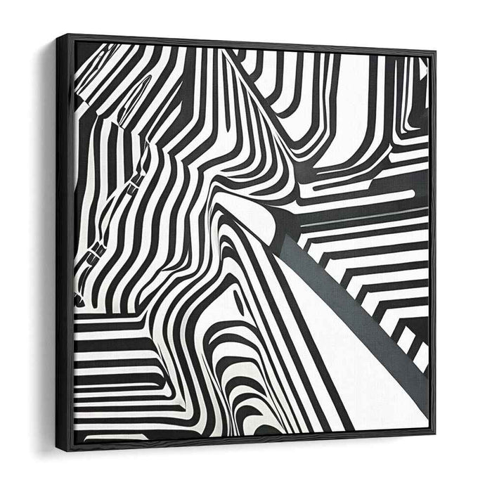 Hypnotic Stripes: Black and White Op Art Canvas