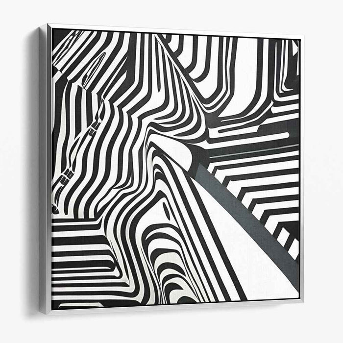 Hypnotic Stripes: Black and White Op Art Canvas