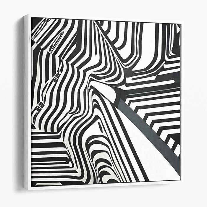 Hypnotic Stripes: Black and White Op Art Canvas