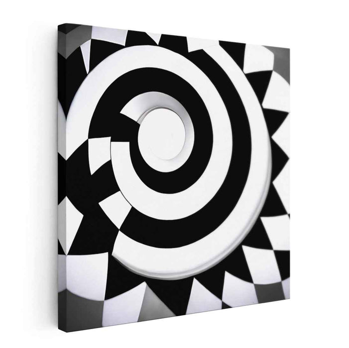 Spiral Elegance: Monochrome Optical Illusion Art Print