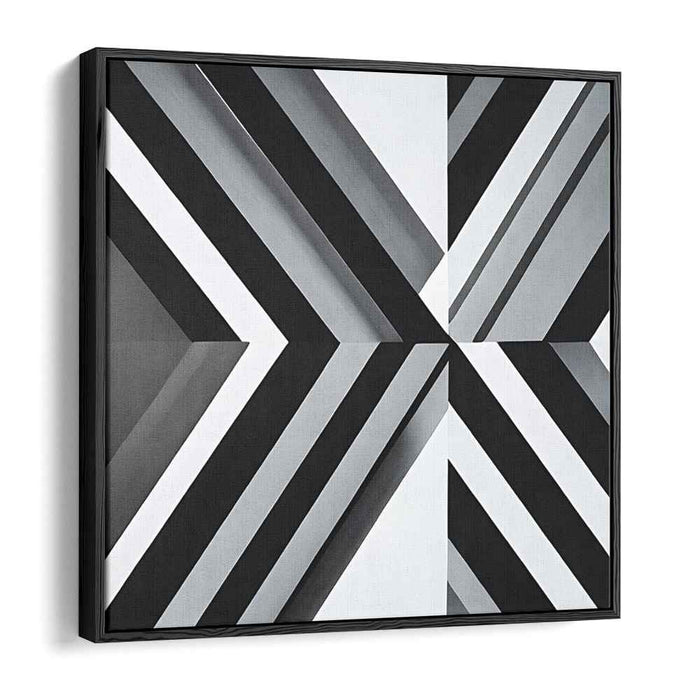 Monochrome Geometric Symphony: Bold Black and White Abstract Canvas Art