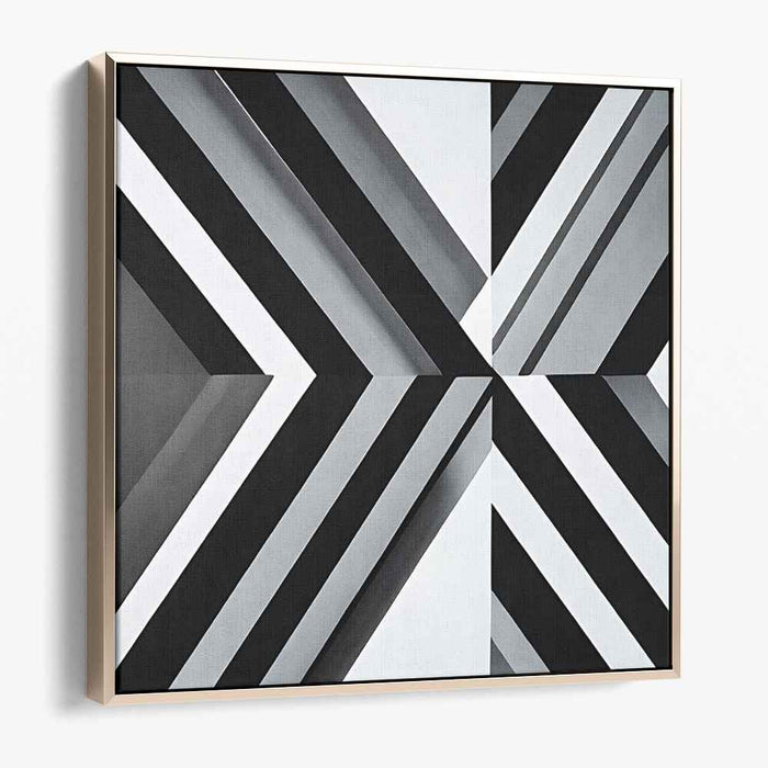 Monochrome Geometric Symphony: Bold Black and White Abstract Canvas Art