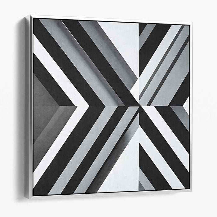 Monochrome Geometric Symphony: Bold Black and White Abstract Canvas Art
