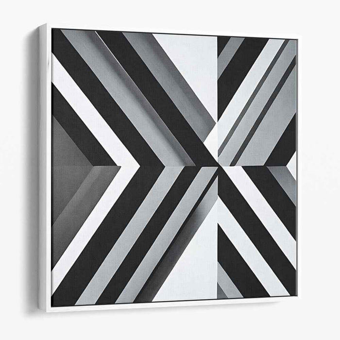 Monochrome Geometric Symphony: Bold Black and White Abstract Canvas Art