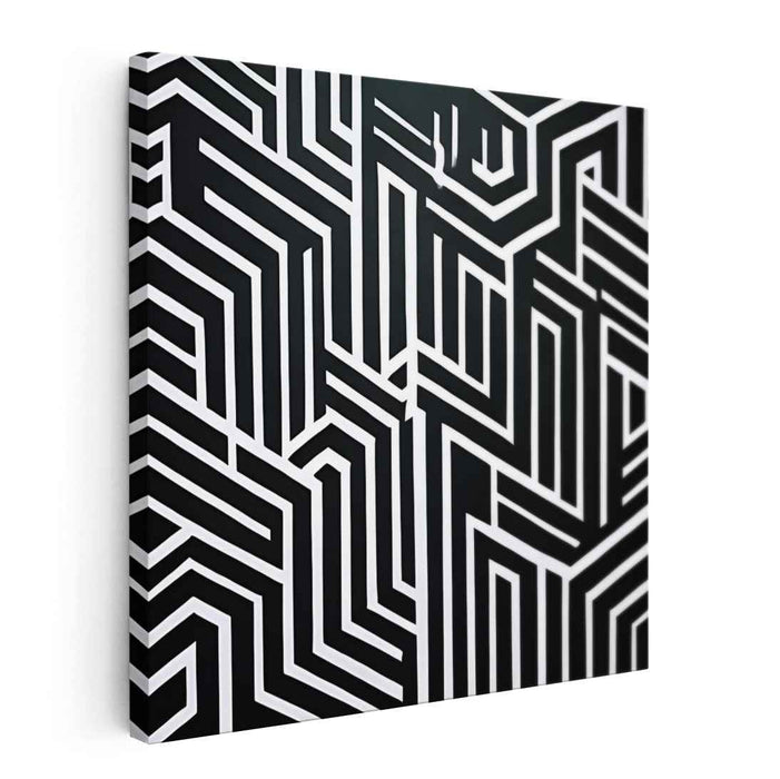 Infinite Monochrome Illusion: Black and White Op Art Canvas Print