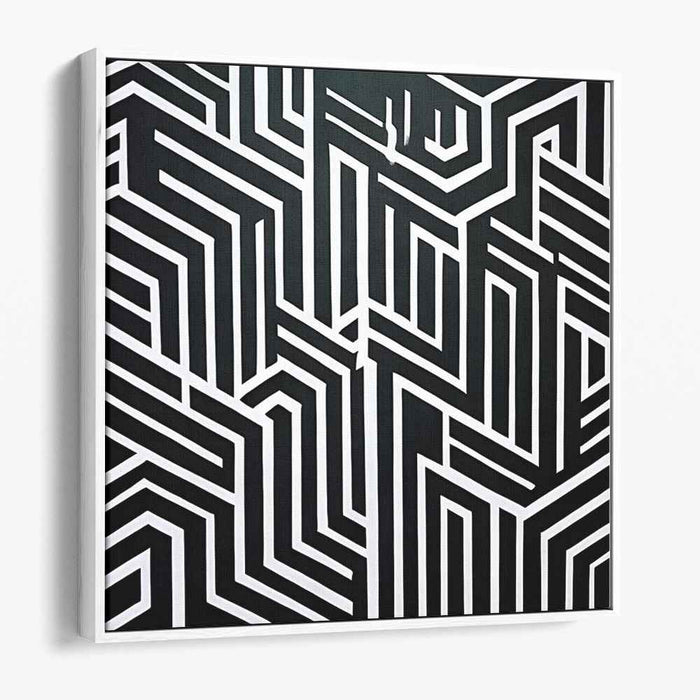 Infinite Monochrome Illusion: Black and White Op Art Canvas Print