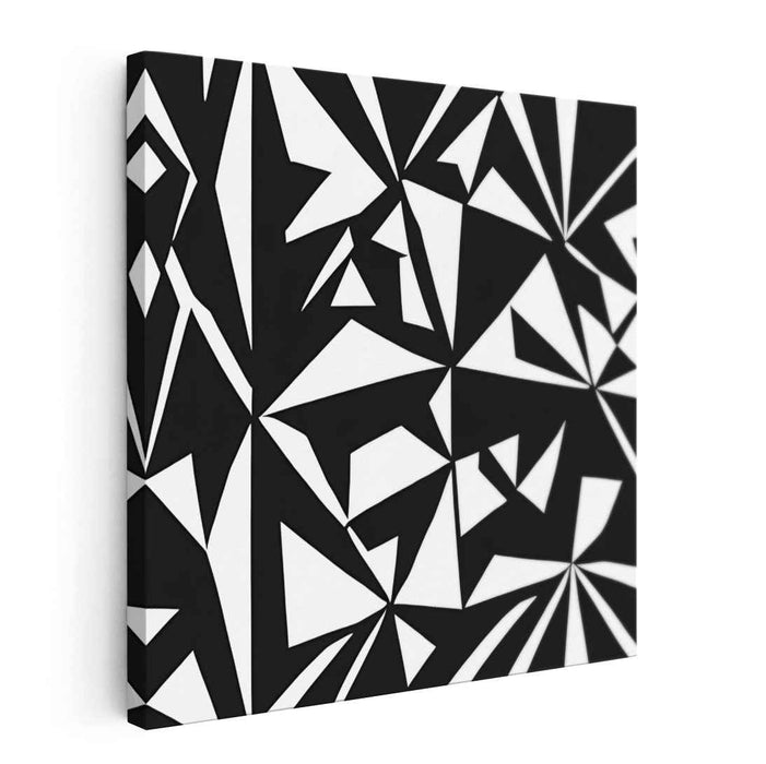 Monochrome Geometric Abstraction: Bold Black and White Canvas Art Print