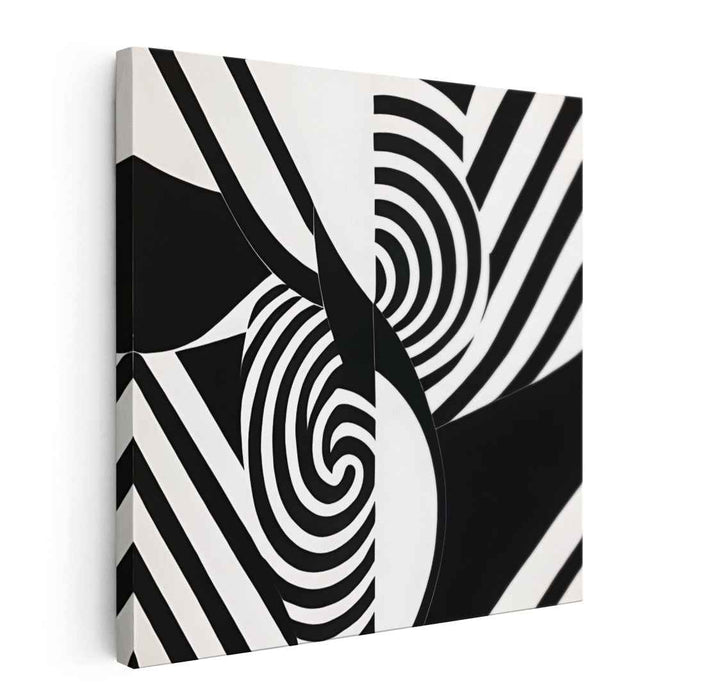 Mesmerizing Monochrome: Geometric Op Art Canvas