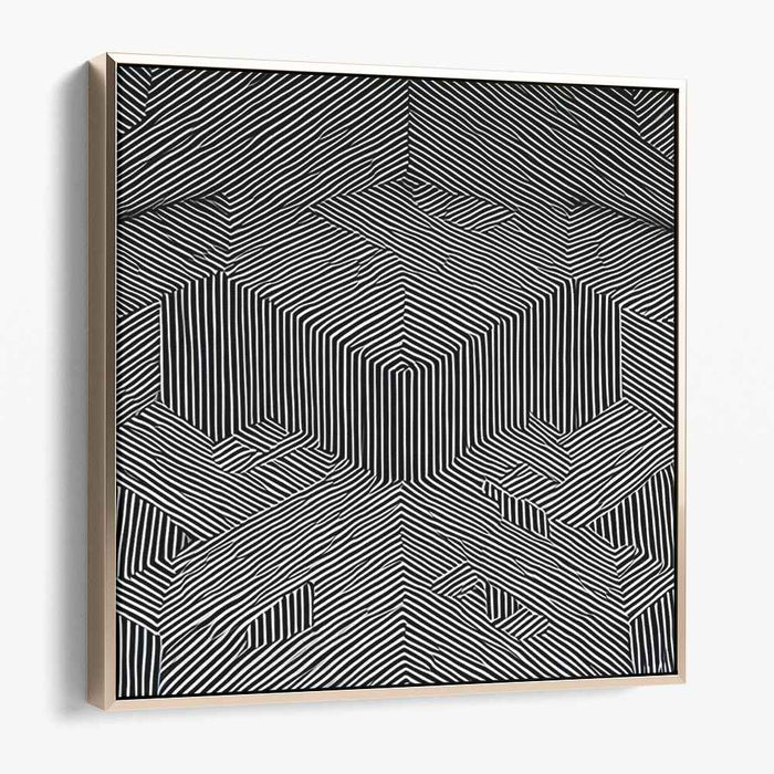 Optical Labyrinth: Geometric Black and White Striped Canvas Art