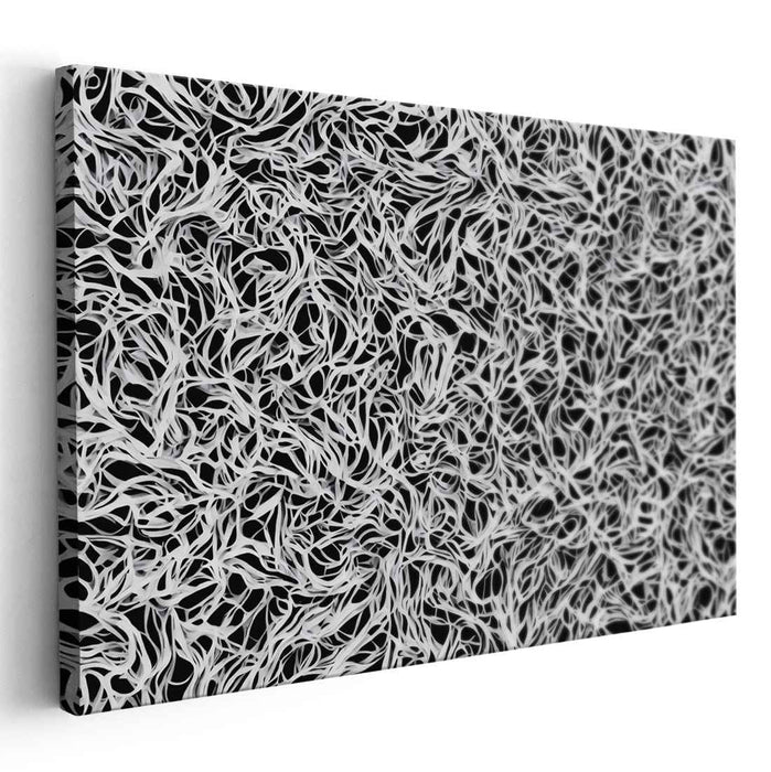 Whispers of Shadow Dance: Monochrome Abstract Ribbon Canvas Art