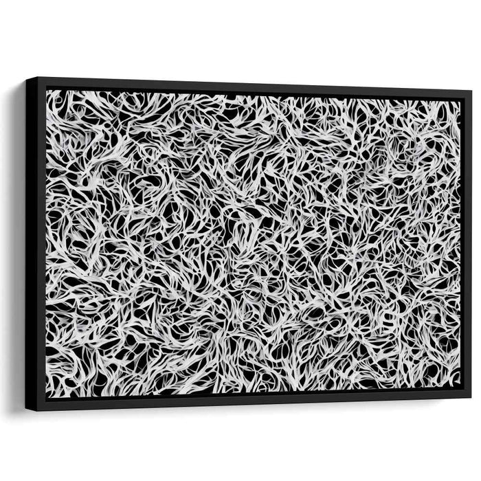 Whispers of Shadow Dance: Monochrome Abstract Ribbon Canvas Art