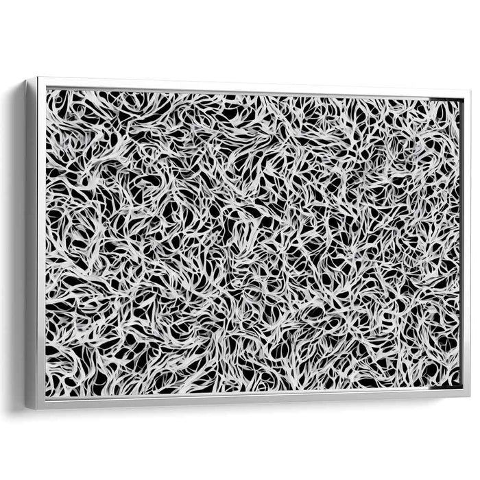Whispers of Shadow Dance: Monochrome Abstract Ribbon Canvas Art