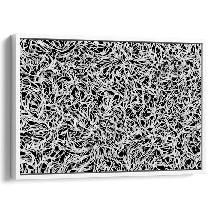 Whispers of Shadow Dance: Monochrome Abstract Ribbon Canvas Art