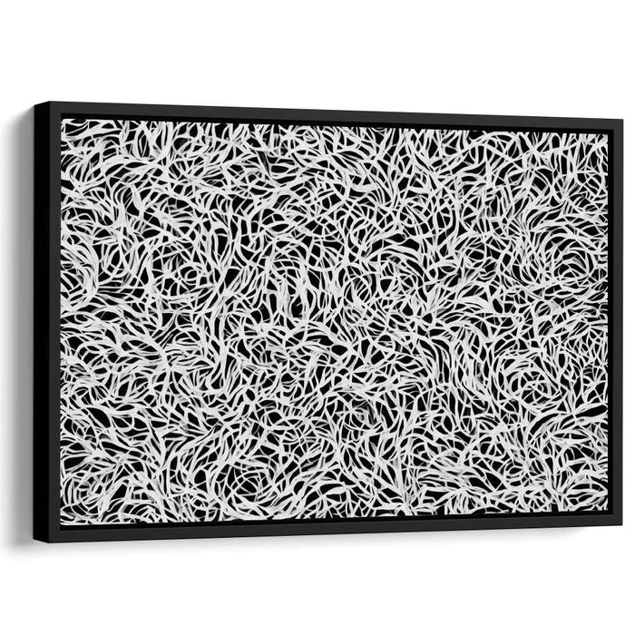 Ink Veil Illusion: Intricate Black and White Abstract Canvas Art