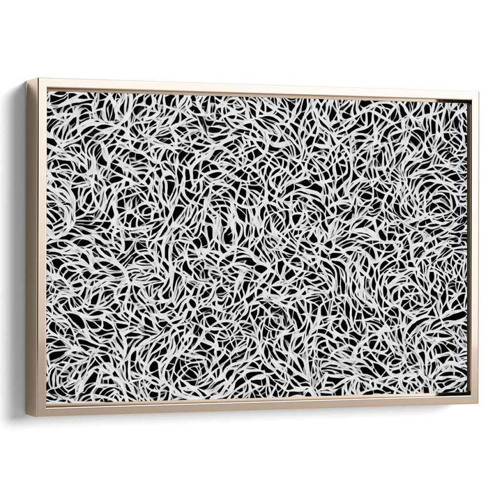 Ink Veil Illusion: Intricate Black and White Abstract Canvas Art