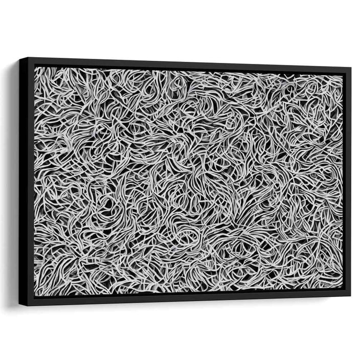 Entangled Chaos: Monochromatic Abstract Line Art Canvas Print