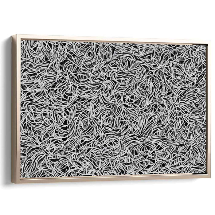 Entangled Chaos: Monochromatic Abstract Line Art Canvas Print