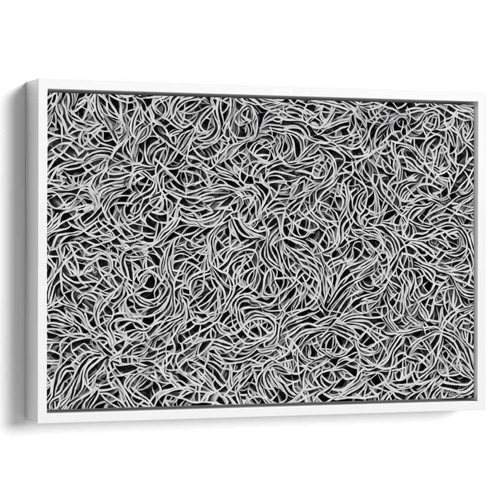 Entangled Chaos: Monochromatic Abstract Line Art Canvas Print