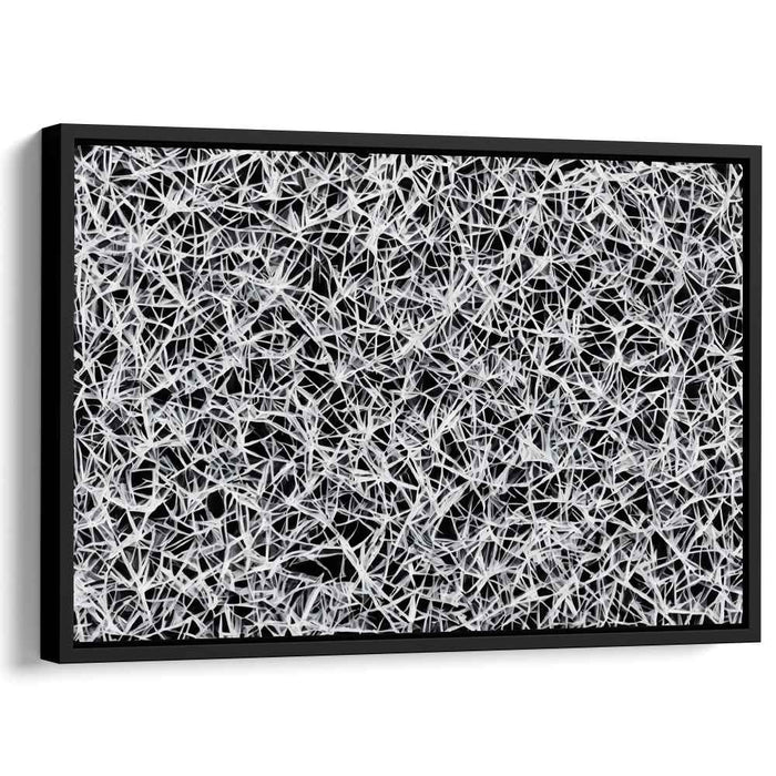 Interwoven Chaos: Black and White Geometric Abstract Canvas Art