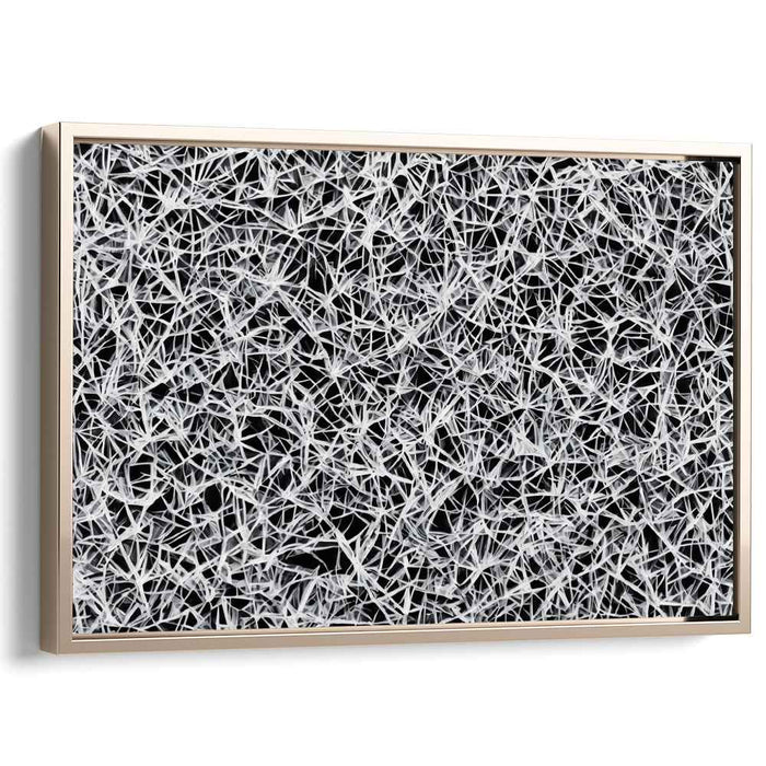 Interwoven Chaos: Black and White Geometric Abstract Canvas Art