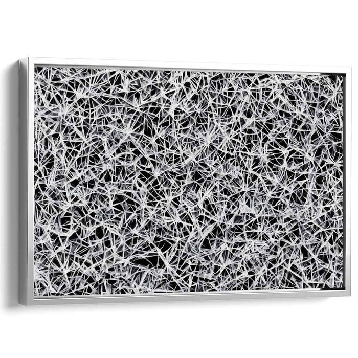 Interwoven Chaos: Black and White Geometric Abstract Canvas Art