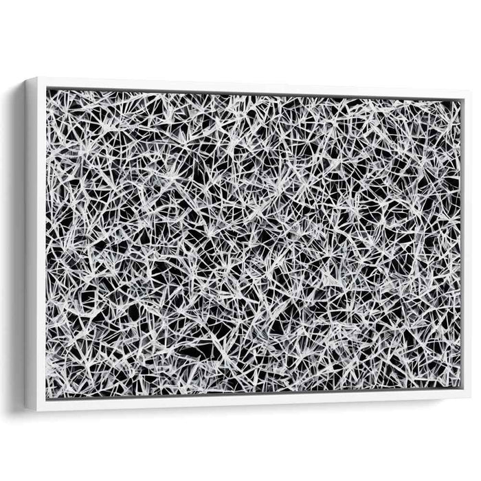 Interwoven Chaos: Black and White Geometric Abstract Canvas Art