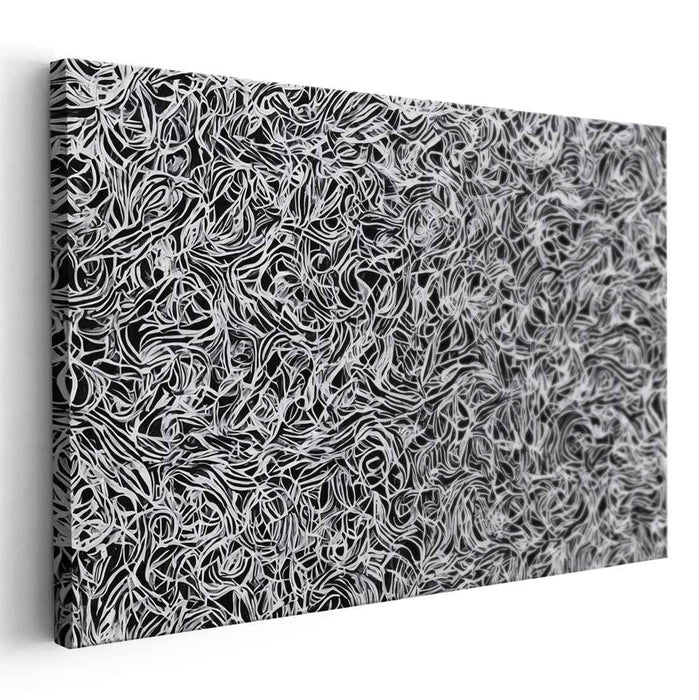 Mesmeric Whorls: Black and White Abstract Canvas Art Print
